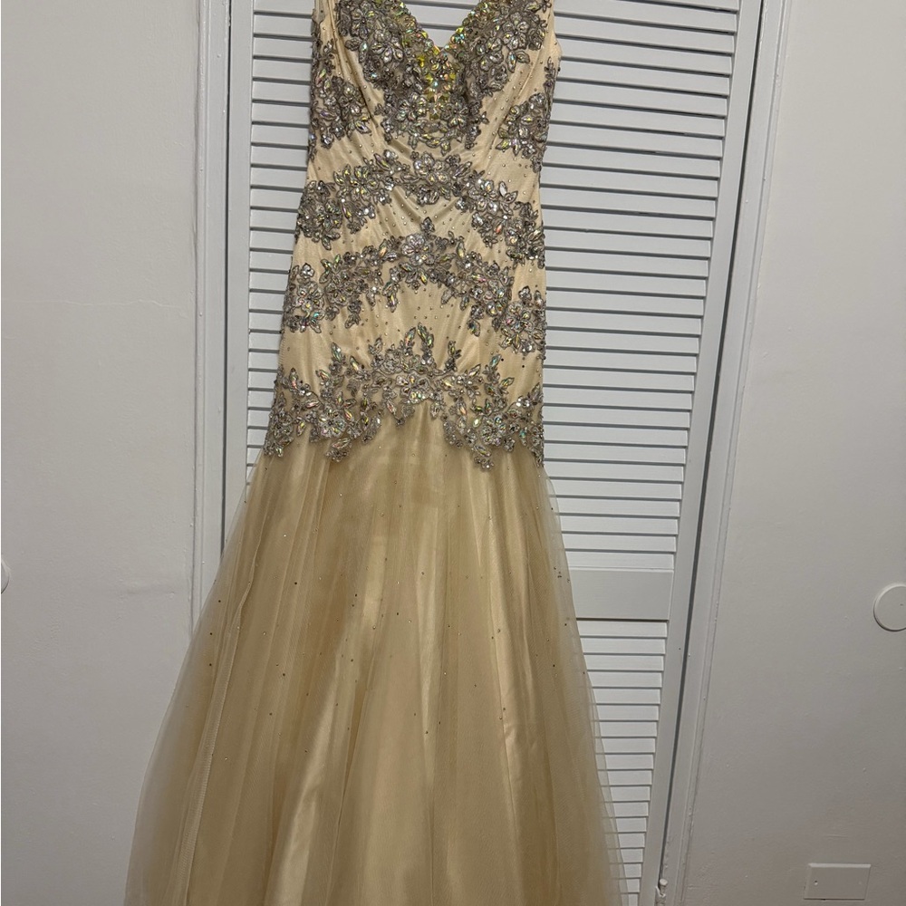 Stunning Gold Embellished Prom Dress